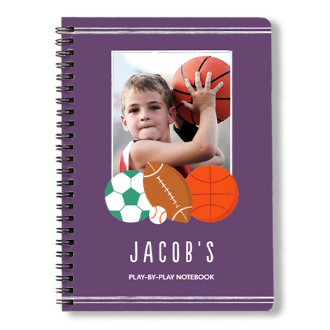 Spiral book with a sports player frame